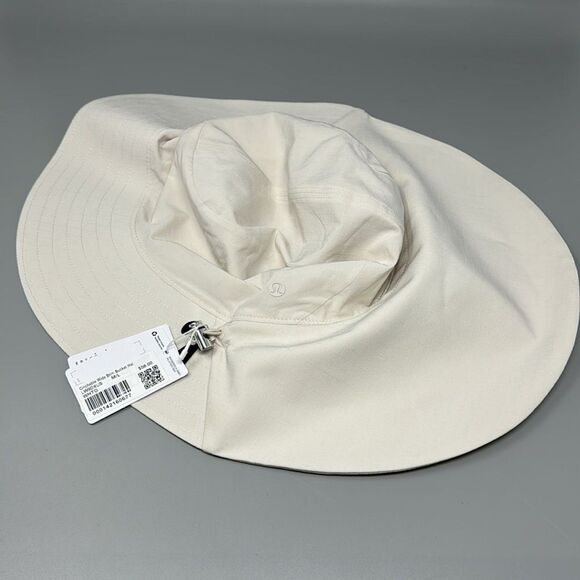 NWT Lululemon Wide-Brim Bucket Hat with Strap Size M/L White Opal Outdoor Hike - Picture 1 of 4